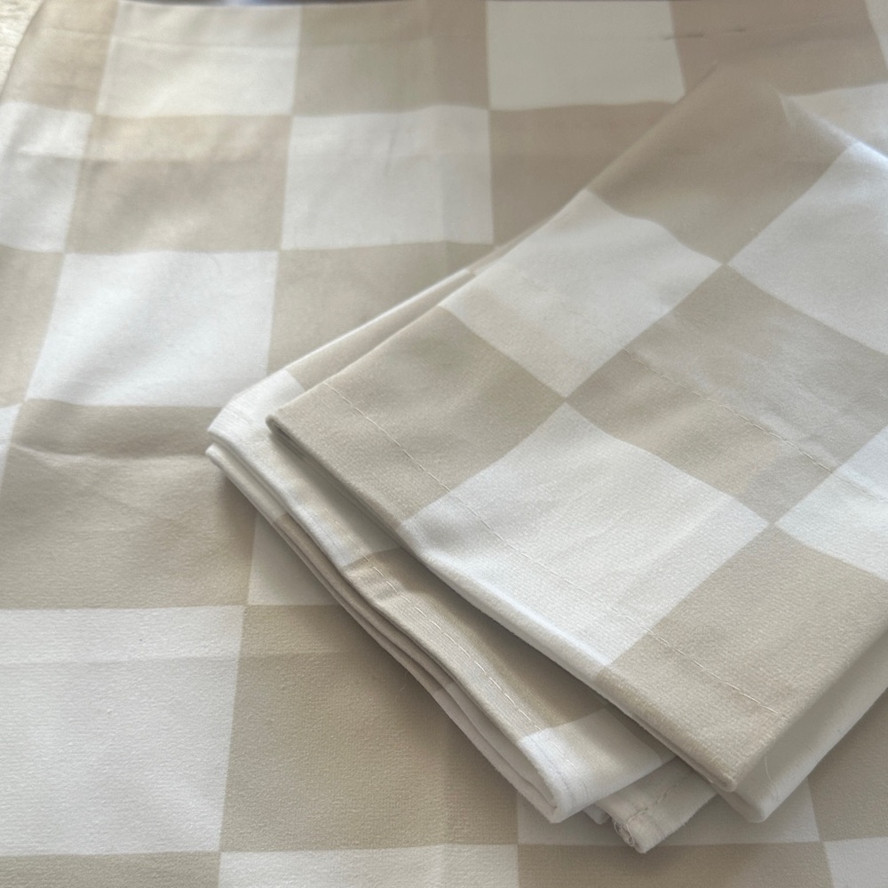 Neutral Checkered Window Valances Set